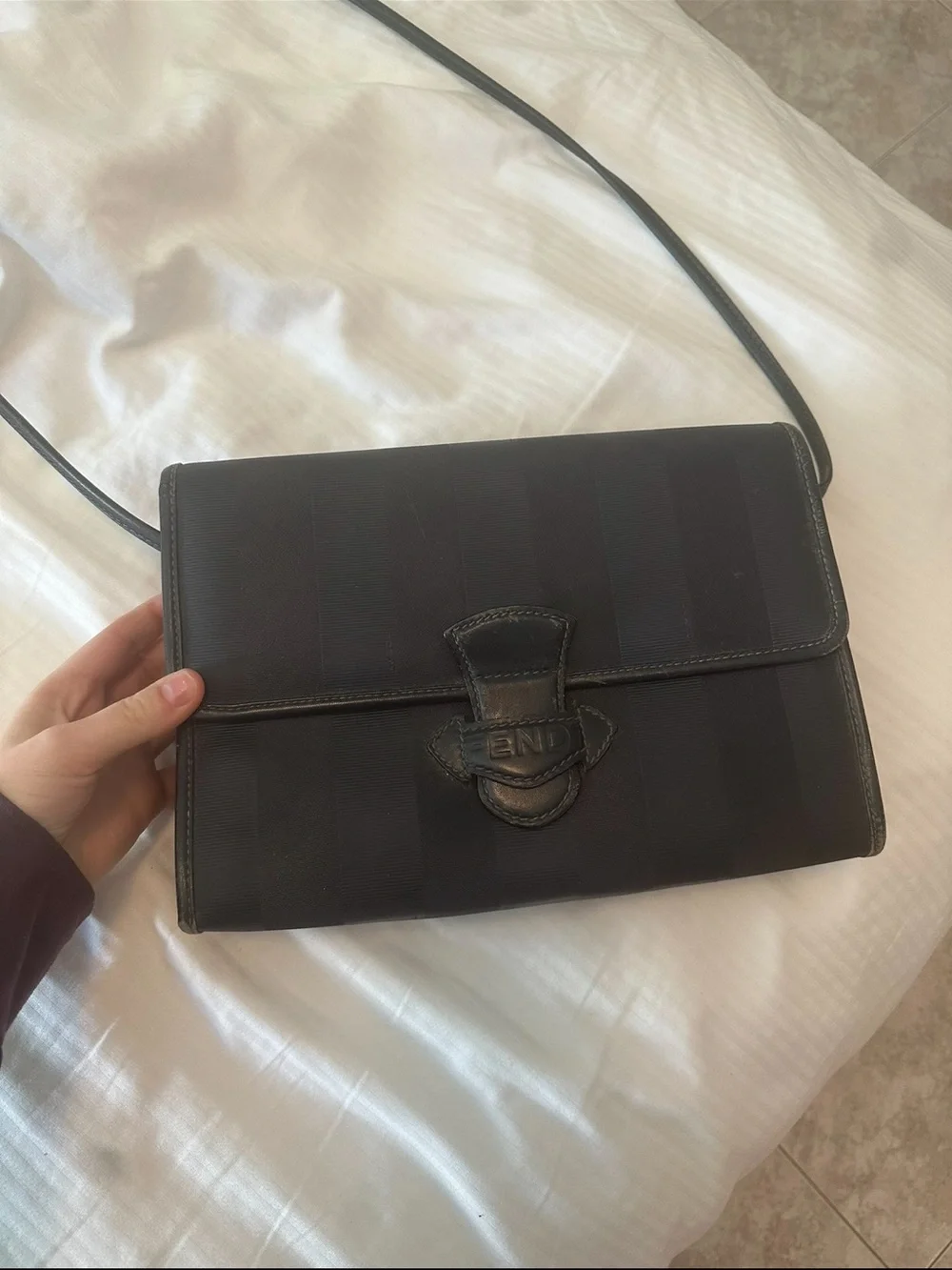 1980s/1990s Vintage Fendi Penguin Stripe Flap Crossbody Bag
